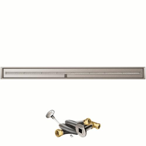 Firegear 96 Inch Linear Stainless Steel Natural Gas Drop In Fire Pit Pan with T Burner and Match Light Ignition System