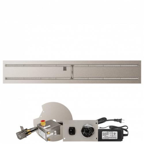 Firegear 96 Inch Rectangular Stainless Steel Natural Gas Flat Fire Pit Pan with H Burner and All Weather Electronic Ignition System