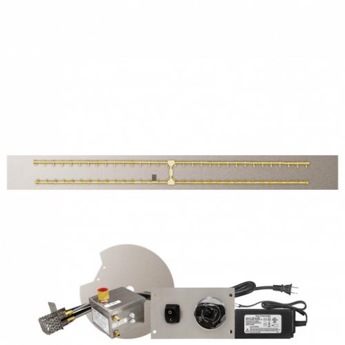 Firegear 96 Inch Rectangular Stainless Steel Propane Gas Flat Fire Pit Pan with Pro Series Brass H Burner and All Weather Electronic Ignition System