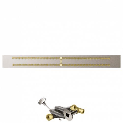 Firegear 96 Inch Rectangular Stainless Steel Natural Gas Flat Fire Pit Pan with Pro Series Brass H Burner and Match Light Ignition System