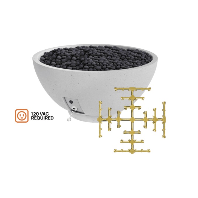 Firegear Sanctuary Pro Series 29 Inch Round Fire Table with Brass Propane Gas Snowflake Burner and Electronic Ignition System   Arctic