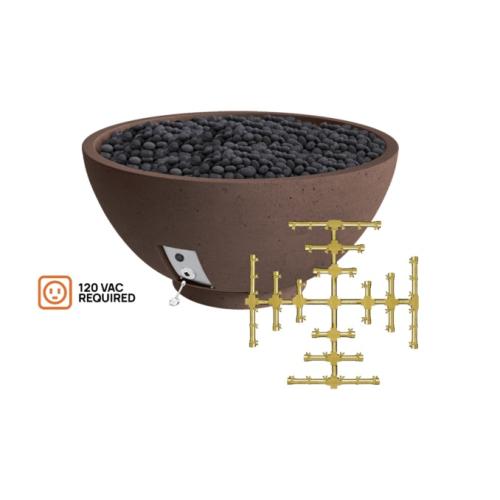 Firegear Sanctuary Pro Series 29 Inch Round Fire Table with Brass Propane Gas Snowflake Burner and Electronic Ignition System   Chocolate