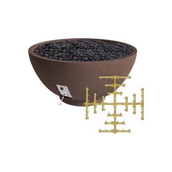 Firegear Sanctuary Pro Series 29 Inch Round Fire Table with Brass Gas Snowflake Burner and Match Light Ignition Chocolate350