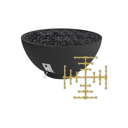 Firegear Sanctuary Pro Series 29 Inch Round Fire Table with Brass Propane Gas Snowflake Burner and Match Light Ignition   Raven