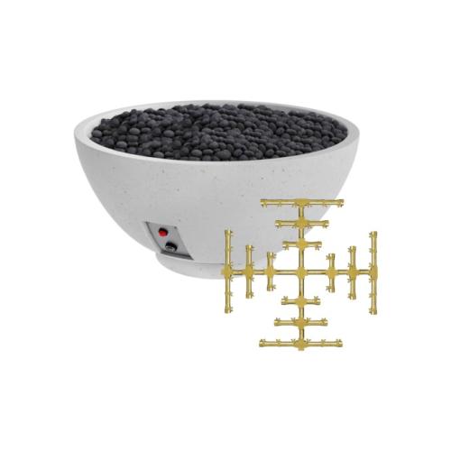 Firegear Sanctuary Pro Series 29 Inch Round Fire Table with Brass Propane Gas Snowflake Burner and Spark Ignition System   Arctic