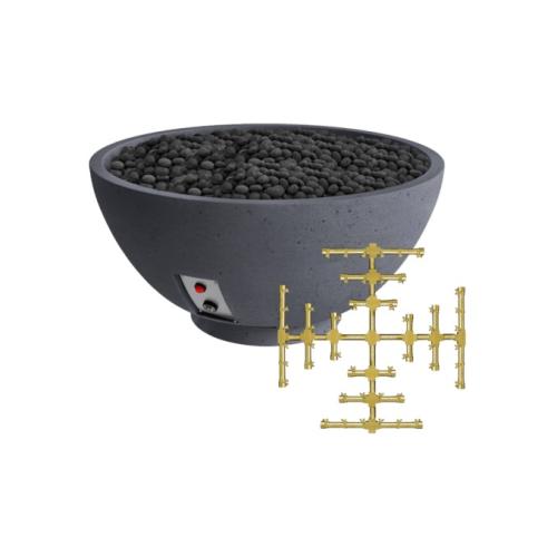 Firegear Sanctuary Pro Series 29 Inch Round Fire Table with Brass Propane Gas Snowflake Burner and Spark Ignition System   Slate