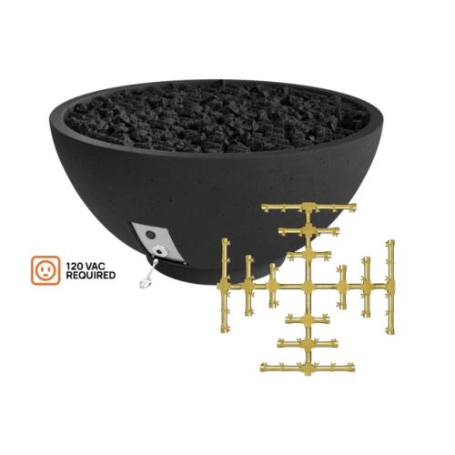 Firegear Sanctuary Pro Series 39 Inch Round Fire Table with Brass Propane Gas Snowflake Burner and Electronic Ignition System   Raven
