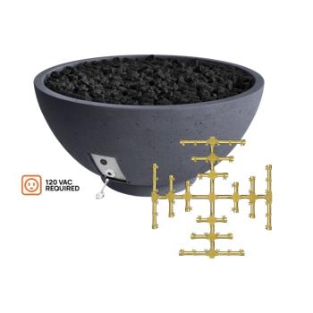 Firegear Sanctuary Pro Series 39 Inch Round Fire Table with Brass Gas Snowflake Burner and Electronic Ignition System Slate350