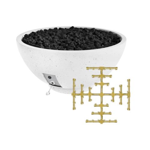 Firegear Sanctuary Pro Series 39 Inch Round Fire Table with Brass Propane Gas Snowflake Burner and Match Light Ignition   Arctic