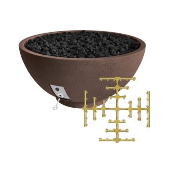 Firegear Sanctuary Pro Series 39 Inch Round Fire Table with Brass Gas Snowflake Burner and Match Light Ignition Chocolate350