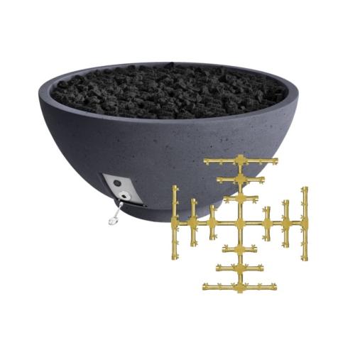 Firegear Sanctuary Pro Series 39 Inch Round Fire Table with Brass Propane Gas Snowflake Burner and Match Light Ignition   Slate