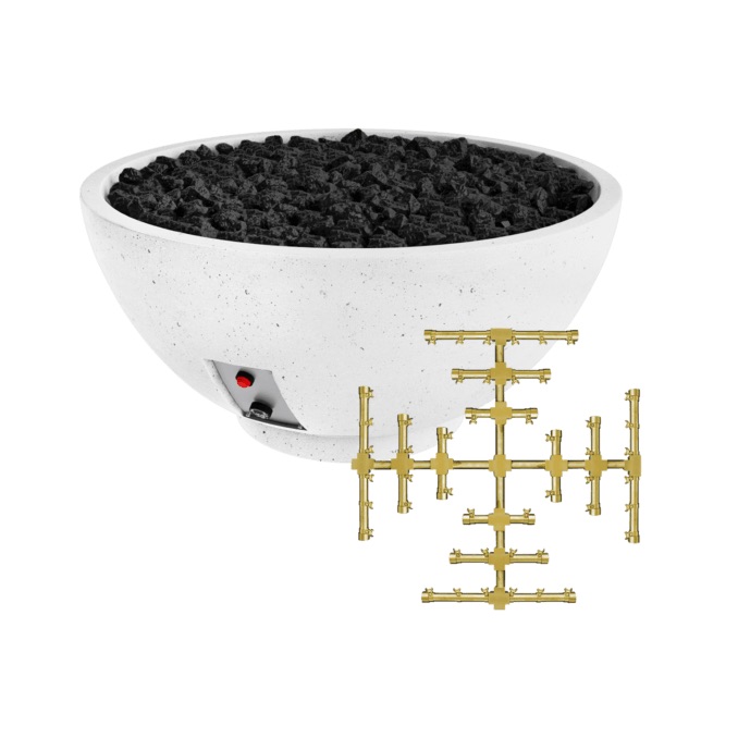 Firegear Sanctuary Pro Series 39 Inch Round Fire Table with Brass Propane Gas Snowflake Burner and Spark Ignition System   Arctic