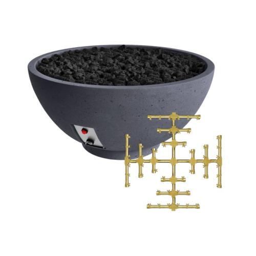 Firegear Sanctuary Pro Series 39 Inch Round Fire Table with Brass Propane Gas Snowflake Burner and Spark Ignition System   Slate