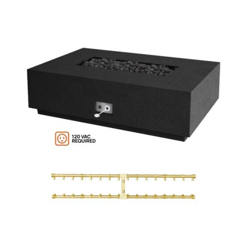 Firegear Sanctuary Pro Series 56 Inch Rectangular Fire Table with Brass Propane Gas Linear Burner and Electronic Ignition System   Raven