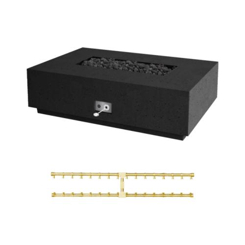 Firegear Sanctuary Pro Series 56 Inch Rectangular Fire Table with Brass Propane Gas Linear Burner and Match Light Ignition   Raven