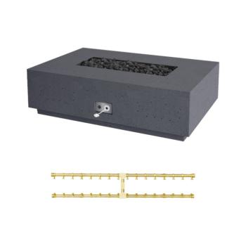 Firegear Sanctuary Pro Series 56 Inch Rectangular Fire Table with Brass Gas Linear Burner and Match Light Ignition Slate350