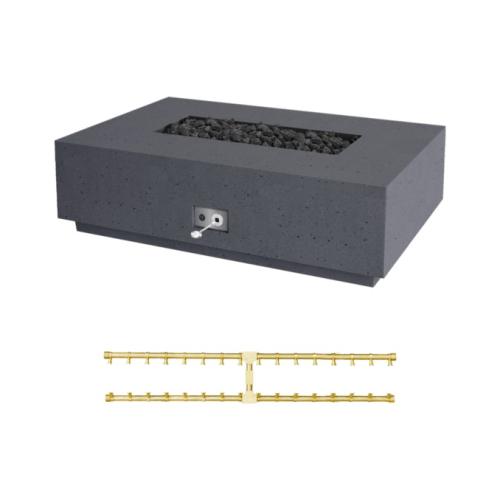 Firegear Sanctuary Pro Series 56 Inch Rectangular Fire Table with Brass Propane Gas Linear Burner and Match Light Ignition   Slate