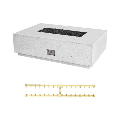 Firegear Sanctuary Pro Series 56 Inch Rectangular Fire Table with Brass Natural Gas Linear Burner and Spark Ignition System   Arctic