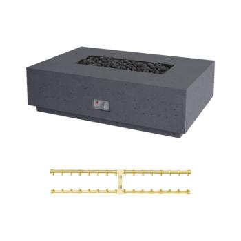 Firegear Sanctuary Pro Series 56 Inch Rectangular Fire Table with Brass Gas Linear Burner and Spark Ignition System Slate350