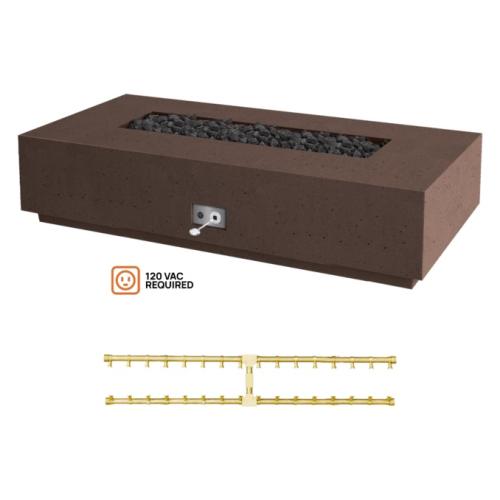 Firegear Sanctuary Pro Series 76 Inch Rectangular Fire Table with Brass Propane Gas Linear Burner and Electronic Ignition System   Chocolate