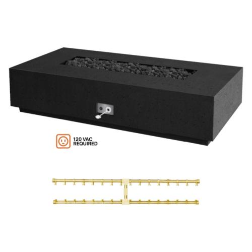 Firegear Sanctuary Pro Series 76 Inch Rectangular Fire Table with Brass Natural Gas Linear Burner and Electronic Ignition System   Raven