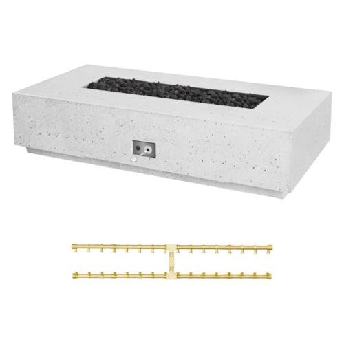 Firegear Sanctuary Pro Series 76 Inch Rectangular Fire Table with Brass Propane Gas Linear Burner and Match Light Ignition   Arctic