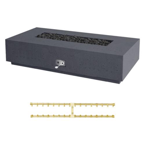 Firegear Sanctuary Pro Series 76 Inch Rectangular Fire Table with Brass Natural Gas Linear Burner and Match Light Ignition   Slate