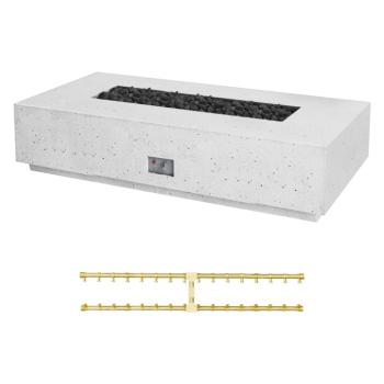 Firegear Sanctuary Pro Series 76 Inch Rectangular Fire Table with Brass Gas Linear Burner and Spark Ignition System Arctic350