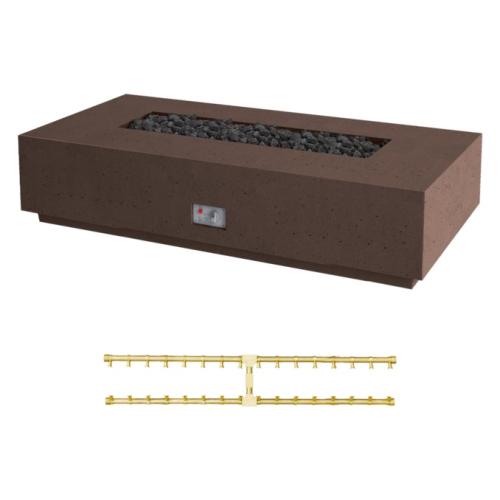 Firegear Sanctuary Pro Series 76 Inch Rectangular Fire Table with Brass Propane Gas Linear Burner and Spark Ignition System   Chocolate