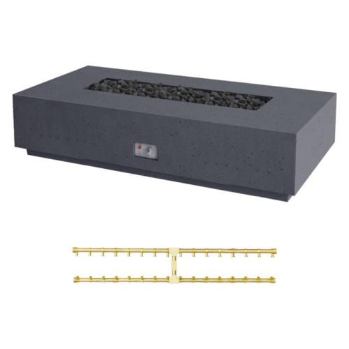 Firegear Sanctuary Pro Series 76 Inch Rectangular Fire Table with Brass Natural Gas Linear Burner and Spark Ignition System   Slate