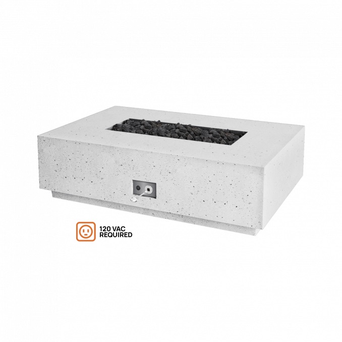 Firegear Sanctuary Series 56 Inch Rectangular Fire Table with Stainless Steel Propane Gas Linear Burner and Electronic Ignition System   Arctic