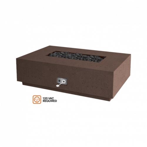 Firegear Sanctuary Series 56 Inch Rectangular Fire Table with Stainless Steel Propane Gas Linear Burner and Electronic Ignition System   Chocolate