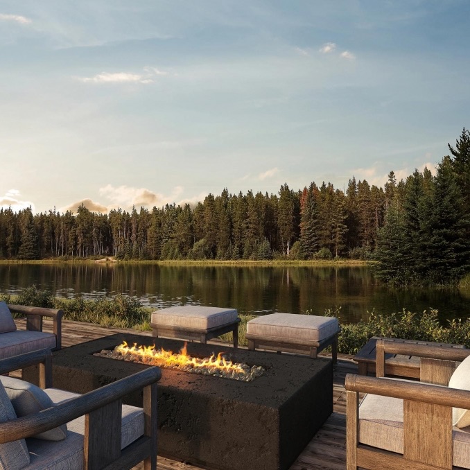 Firegear Sanctuary Series 76 Inch Rectangular Fire Table with Stainless Steel Propane Gas Linear Burner and Spark Ignition System   Chocolate