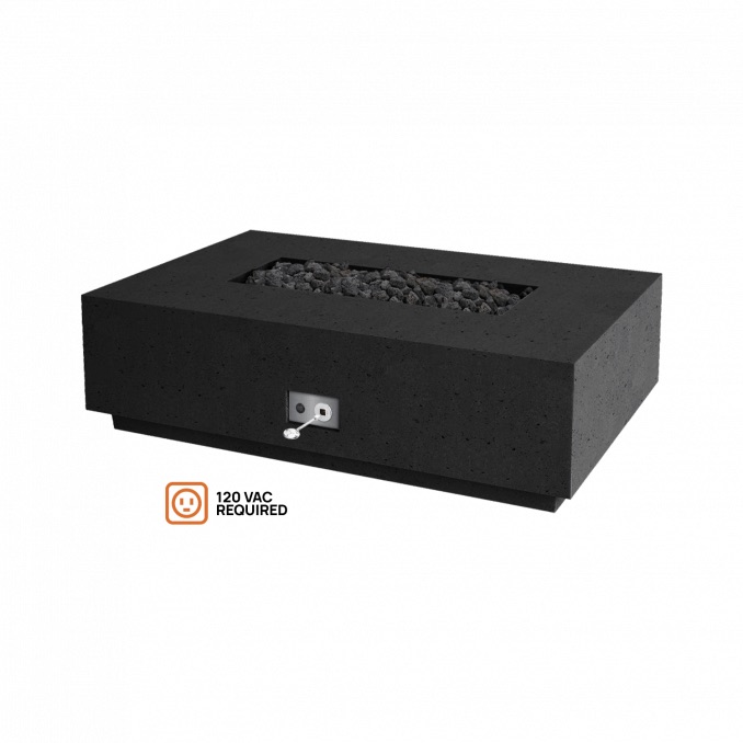 Firegear Sanctuary Series 56 Inch Rectangular Fire Table with Stainless Steel Propane Gas Linear Burner and Electronic Ignition System   Raven