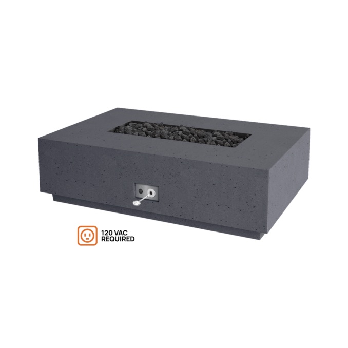 Firegear Sanctuary Series 56 Inch Rectangular Fire Table with Stainless Steel Propane Gas Linear Burner and Electronic Ignition System   Slate