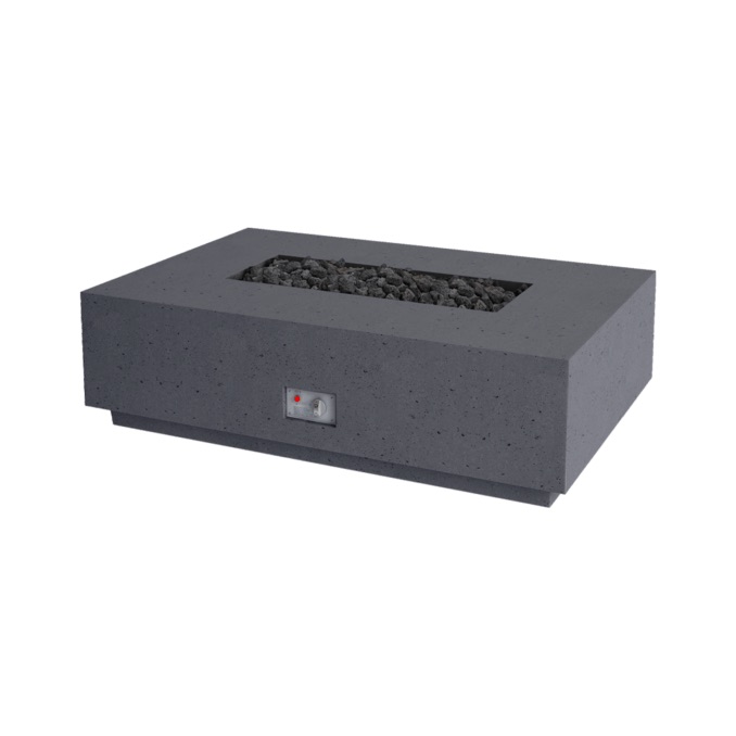 Firegear Sanctuary Series 56 Inch Rectangular Fire Table with Stainless Steel Propane Gas Linear Burner and Spark Ignition System   Slate