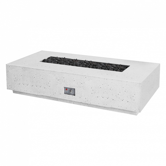 Firegear Sanctuary Series 76 Inch Rectangular Fire Table with Stainless Steel Propane Gas Linear Burner and Spark Ignition System   Arctic