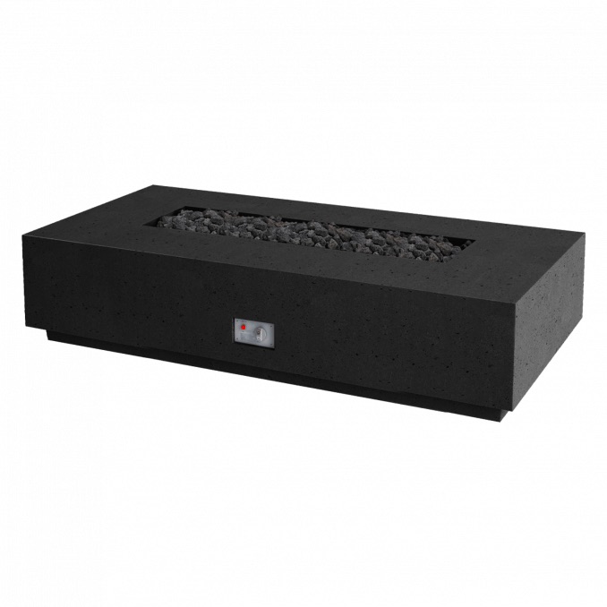 Firegear Sanctuary Series 76 Inch Rectangular Fire Table with Stainless Steel Propane Gas Linear Burner and Spark Ignition System   Raven