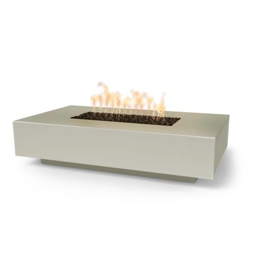 The Outdoor Plus Cabo 56 Inch Rectangular GFRC Concrete Propane Gas Fire Pit Table with Match Lit Ignition   Ash