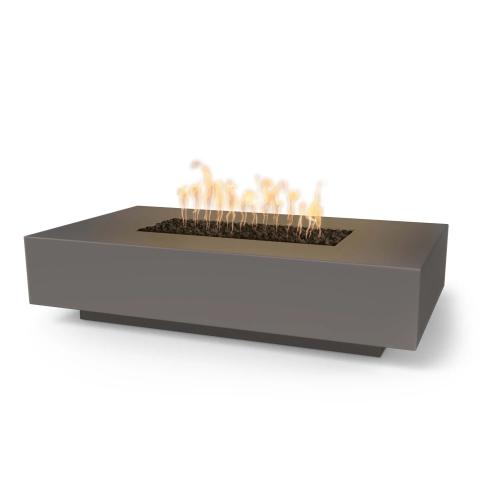 The Outdoor Plus Cabo 66 Inch Rectangular GFRC Concrete Propane Gas Fire Pit Table with Match Lit Ignition   Chestnut