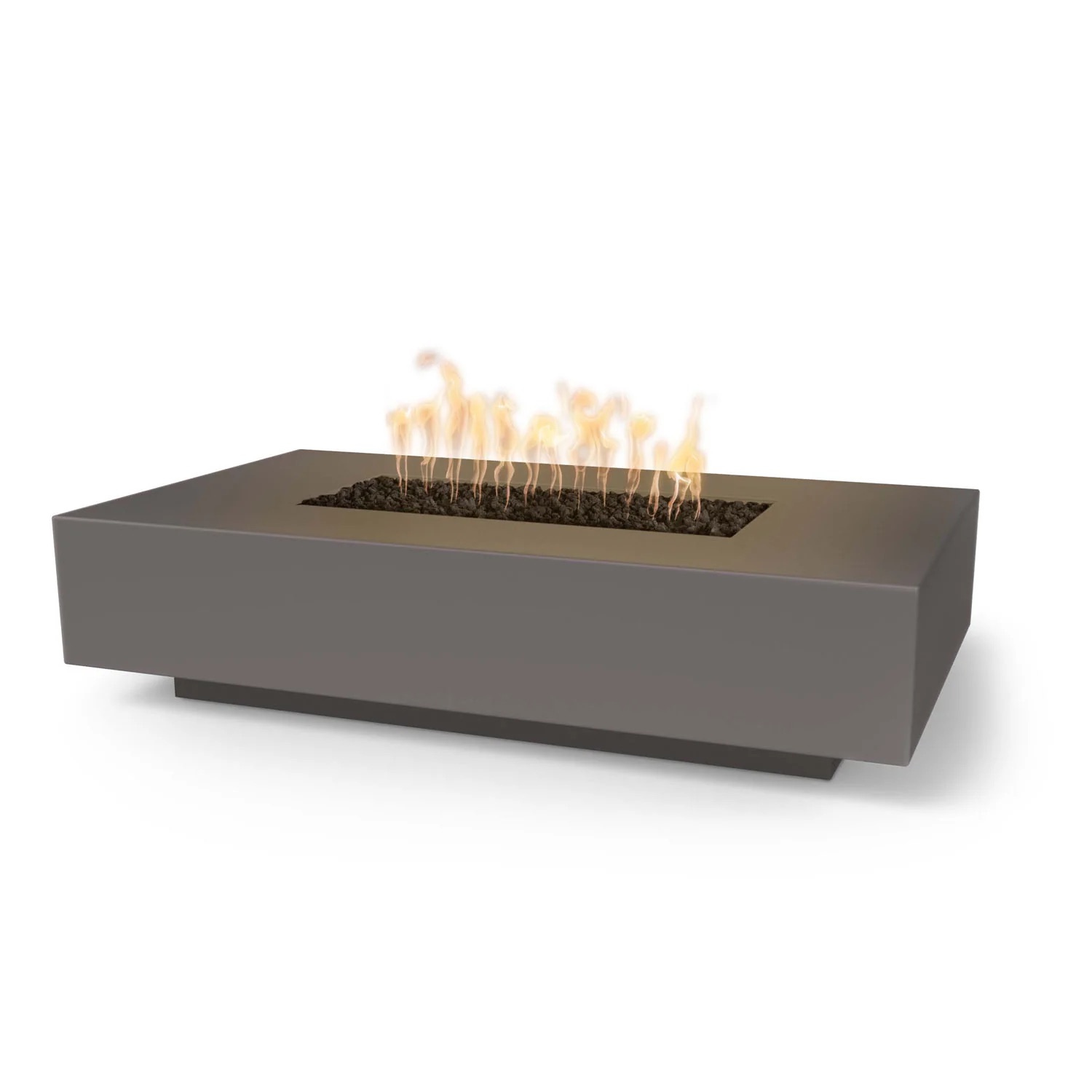 The Outdoor Plus Cabo 66 Inch Rectangular GFRC Concrete Propane Gas Fire Pit Table with Match Lit Ignition   Chestnut
