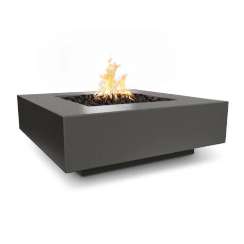 The Outdoor Plus Cabo 48 Inch Square GFRC Concrete Propane Gas Fire Pit Table with Match Lit Ignition   Black