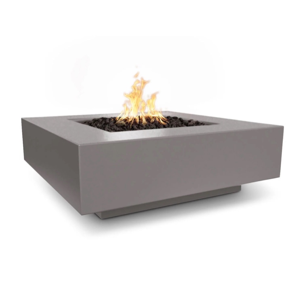 The Outdoor Plus Cabo 36 Inch Square GFRC Concrete Propane Gas Fire Pit Table with Match Lit Ignition   Chestnut