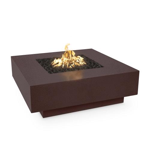 The Outdoor Plus Cabo 60 Inch Square Powder Coated Steel Propane Gas Fire Pit Table with Match Lit Ignition   Copper Vein