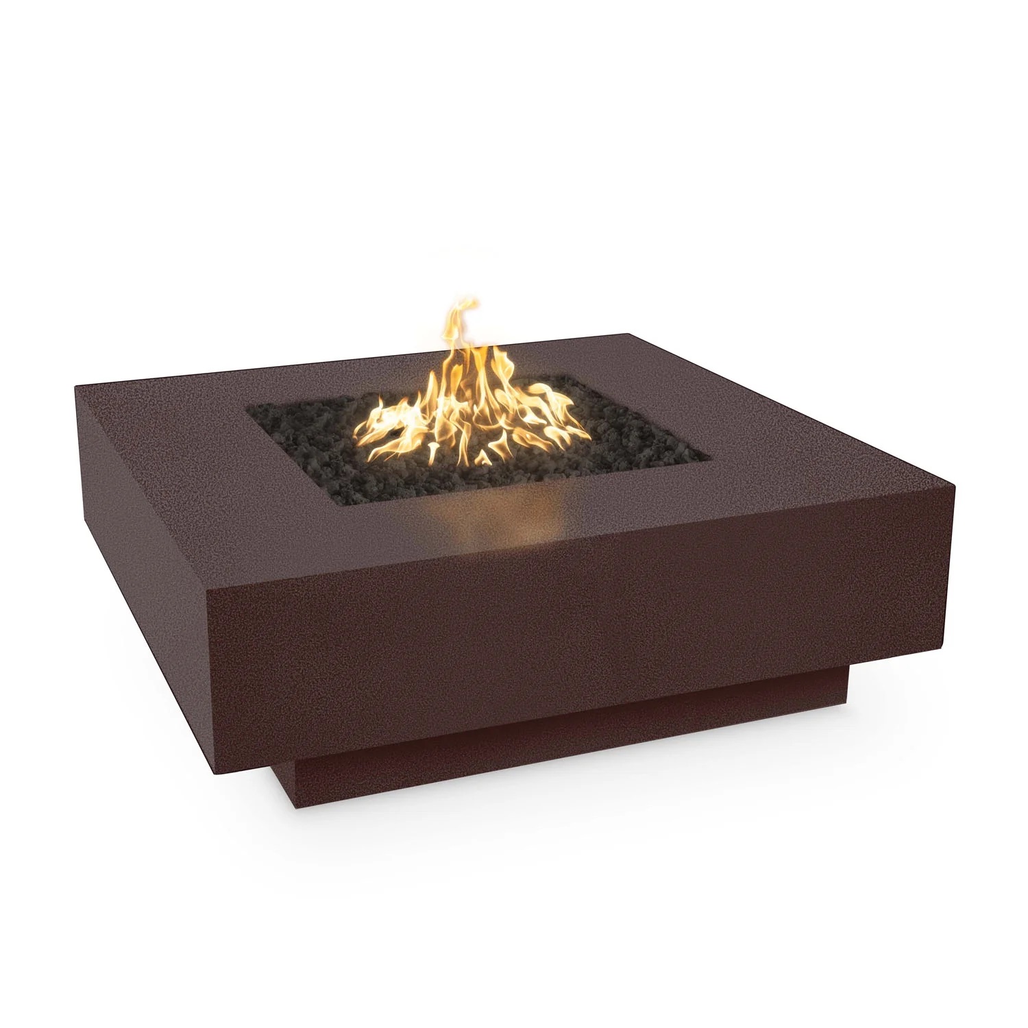 The Outdoor Plus Cabo 60 Inch Square Powder Coated Steel Propane Gas Fire Pit Table with Match Lit Ignition   Copper Vein