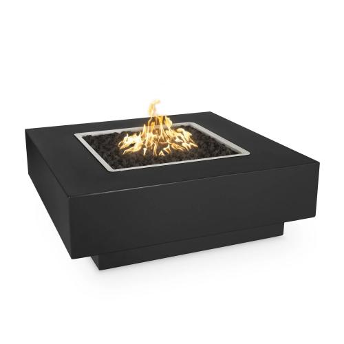 The Outdoor Plus Cabo 48 Inch Square Powder Coated Steel Propane Gas Fire Pit Table with Match Lit Ignition   Gloss Black