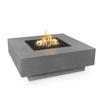 The Outdoor Plus Cabo Square Powder Coated Steel Gas Fire Pit Table Silver Vein350