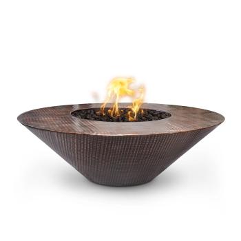 The Outdoor Plus Cazo 48 Inch Round Hammered Copper Gas Fire Pit Table350