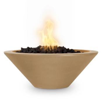 The Outdoor Plus Cazo Round GFRC Concrete Gas Fire Bowl Brown350