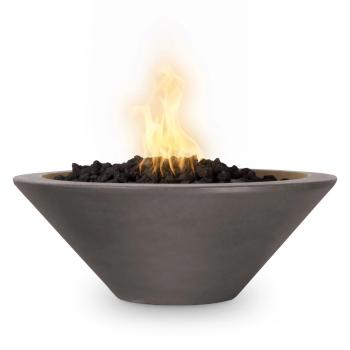 The Outdoor Plus Cazo Round GFRC Concrete Gas Fire Bowl Chestnut350